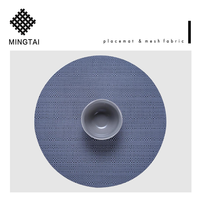 Set de table rond, sets de table circulaires en vinyle tissé, personnalisables, couleur disponible : gris, vert, bleu marine, rouge, blanc