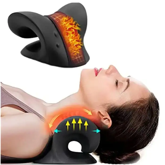 Neck Stretcher For Neck Pain Relief,Heated Cervical Traction Device With Graphene Heating Pad,Neck &shoulder Massage Pillow