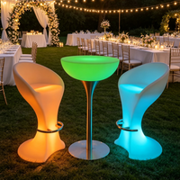 Table ronde amovible en plastique LLDPE avec LED lumineuses, portable, alimentée par énergie solaire, télécommande, 16 couleurs RVB, table de dîner lumineuse pour événements