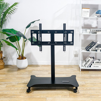 Carrito de TV Resistente para Sala de Conferencias, Soporte de TV para Iglesia de 32-65 Pulgadas, Ruedas de Desplazamiento Suave, Altura Ajustable Eléctricamente