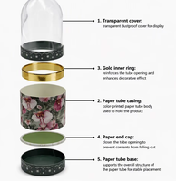 Boîte en tube de papier en forme de dôme, dorée, cylindrique, pour emballage cadeau, étui pour bougie, impression personnalisée