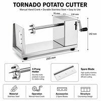Nuevo Cortador Manual de Patatas en Espiral Tornado de Acero Inoxidable, Rebanador de Patatas en Espiral para Patatas y Zanahorias