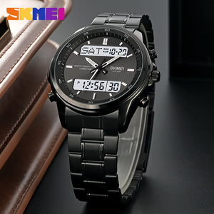 Montre SKMEI 2049 Quartz Numérique Business 3 <span class=keywords><strong>TIMES</strong></span>, Montre-bracelet en Acier Inoxydable pour Hommes, Étanche, LED Électronique, Relogio Masculino - Product Image 3