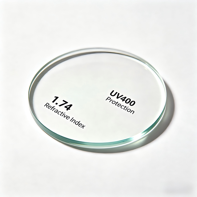 Optical 1.74 MR-174 Resin Myopia Lenses Thinner Lighter Durable Impact Resistant Daily Protection UV400 HMC Style 75mm Diameter