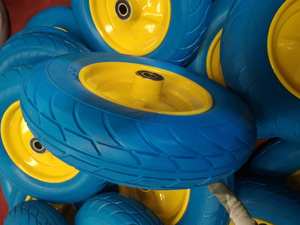 Roues pleines sans chambre à air en mousse PU 350-8 <span class=keywords><strong>350X8</strong></span> 3.50-8 Pneus en polyuréthane pour chariot à main, chariot, <span class=keywords><strong>roue</strong></span> de <span class=keywords><strong>brouette</strong></span>, jante en acier - Product Image 2