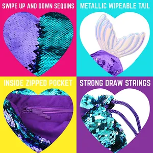 Drawstring Bags For Gifting Customized Creative Reversible Sequins Magic Bag Gifts Teens Magical Mermaid Tail Sequin Drawstring Backpack Bag For Girls