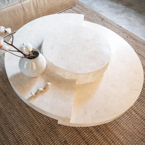 Table basse en marbre <span class=keywords><strong>travertin</strong></span> beige naturel personnalisée, design moderne et décoratif - Product Image 3