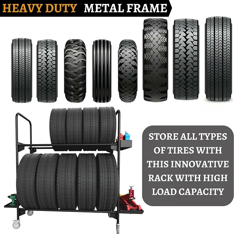 JH-Mech Reifenaufbewahrungsregal mit Rädern platzsparend Hochleistungsreifen-Vorführregal für Einzelhandel Autowerkstatt