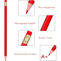 Crayons rouges effaçables HB pré-aiguisés vérifiant les tests de coloration de la carte Crayons de notation pour les tests colorés et le marquage