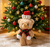 Ours en peluche miniatures mignons de Noël, très demandés, avec bonnet et écharpe tricotés, logo personnalisé, 13 cm, cadeaux de Noël pour enfants