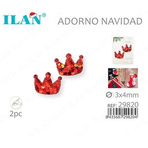Ornement de Noël en forme de couronne, 3x4mm, sequins rouges, décoration de fête - Product Image 3
