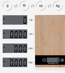 5kg/1g LCD-Display Holz Digitale Küche Lebensmittel Gewichts waage Bambus Schneide brett Haushalt Kochen Backen Batterie Stromquelle - Product Image 5