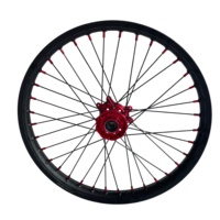Roue Surron Ultra Bee tout-terrain, avant 21 pouces, arrière 18 pouces, jante noire, capuchons de rayons rouges, moyeu rouge, sans pneu, pour course de moto électrique tout-terrain