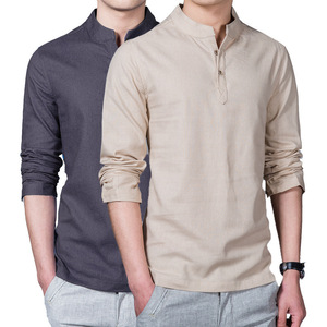 <span class=keywords><strong>Camicia</strong></span> Polo Autunno 2025 da <span class=keywords><strong>Uomo</strong></span>, Tinta Unita, Collo Alto, Manica Lunga, Alta Qualità in Cotone e <span class=keywords><strong>Lino</strong></span>, Taglie Forti, Vestibilità <span class=keywords><strong>Slim</strong></span>, Casual - Product Image 1