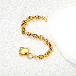 Stainless Steel Heart Pendant <b>Bracelet</b> Necklace <b>Set</b> For Women Fashion Jewelry Gift - Product Image 3