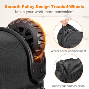 Classic Rolling <b>Tool</b> <b>Backpack</b> Wheels Heavy Duty Durable Oxford Zipper Water Resistant Large Capacity Multifunctional Portable - Product Image 4