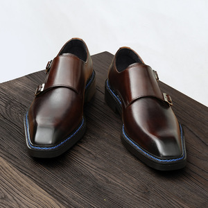Chaussures habillées pour hommes en cuir véritable à boucle, bout pointu, pour le bureau et la carrière, toutes saisons, semelle extérieure en caoutchouc - Product Image 3