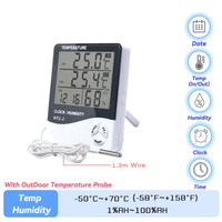 Higrómetro electrónico Digital LCD para el hogar, higrómetro electrónico inteligente para el hogar, reloj de estación meteorológica, termómetro para exteriores, HTC-2