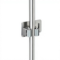 Support mural moderne et minimaliste en acier inoxydable 304 pour balai et serpillière, fixation sans perçage, avec boucle de rangement fixe