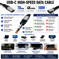 Cable de Extensión USB-C a USB-C LUNG KAY USB 3.1 Gen 2 de 90 Grados, 10Gbps, PD 100W, 5A, E-Marker, Carga Rápida, Extensor de Video 4K