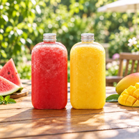 Bouteille de boisson en plastique jetable de 300 ml, 400 ml, 500 ml, flacon plat transparent en PET, contenants pour boissons, jus de fruits, infusion froide