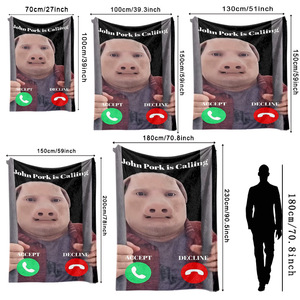 ผ้าห่มลายหน้าหมู ผ้าห่มฟลานเนล ผ้าห่มนุ่มสบายผิว ใช้ได้สองด้าน สำหรับเดินทาง แคมป์ปิ้ง พิมพ์ลายตามสั่ง - Product Image 4