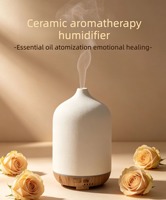 Diffuseur d'huiles essentielles en céramique, diffuseur d'arômes ultrasonique, humidificateur d'air, lumière LED 7 couleurs, décoration pour la maison