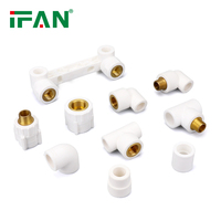 IFANPLUS Raccords PPR blancs Matériaux de plomberie Insert en laiton fileté Raccords de tuyauterie PPR Raccords de tuyauterie PPR 20-125 mm