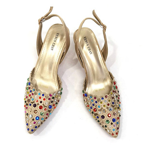 Best-selling pointed-toe hollow diamond shoes + fan-shaped wrist <b>bag</b> - African shoe and <b>bag</b> set combination - Product Image 3