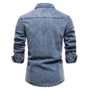 2022ファッションデザイナーメンズスプリングシンジーンズジャケットコート獣医-男性用オムマントーブルーロングスリムデニムジャケット