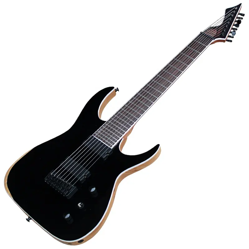 8 string Sharp corner Black Body electric guitar with rosewood fingerboard Made In China