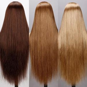 Pelucas de Cabello Humano al por Mayor, Color Marrón 27 #   30 #   Peluca de Cabello Liso de Color con Cabello de Bebé, Peluca de Cabello Indio con Frente de Encaje Transparente HD 13x4 - Product Image 1