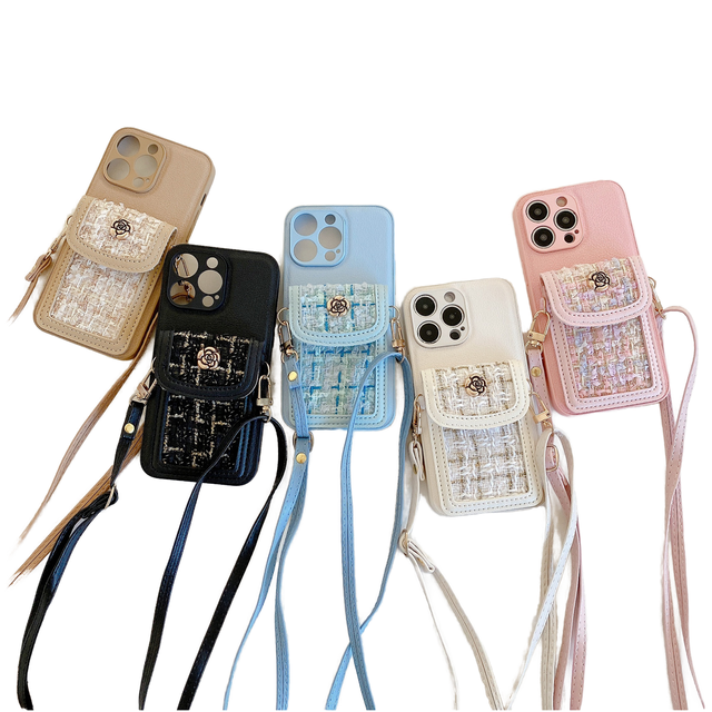 Weview Girls Fashion Crossbody Strap PU Leather Case with Card Slot Holder Mobile Phone Case for iPhone 15