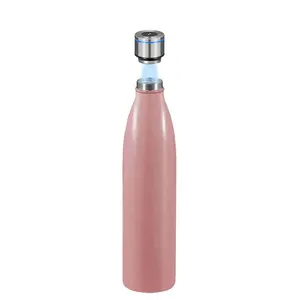 Venta al por mayor a granel 1000ml Rosa inteligente de acero inoxidable café coche purificador purificación luz Uv autolimpieza botella de agua