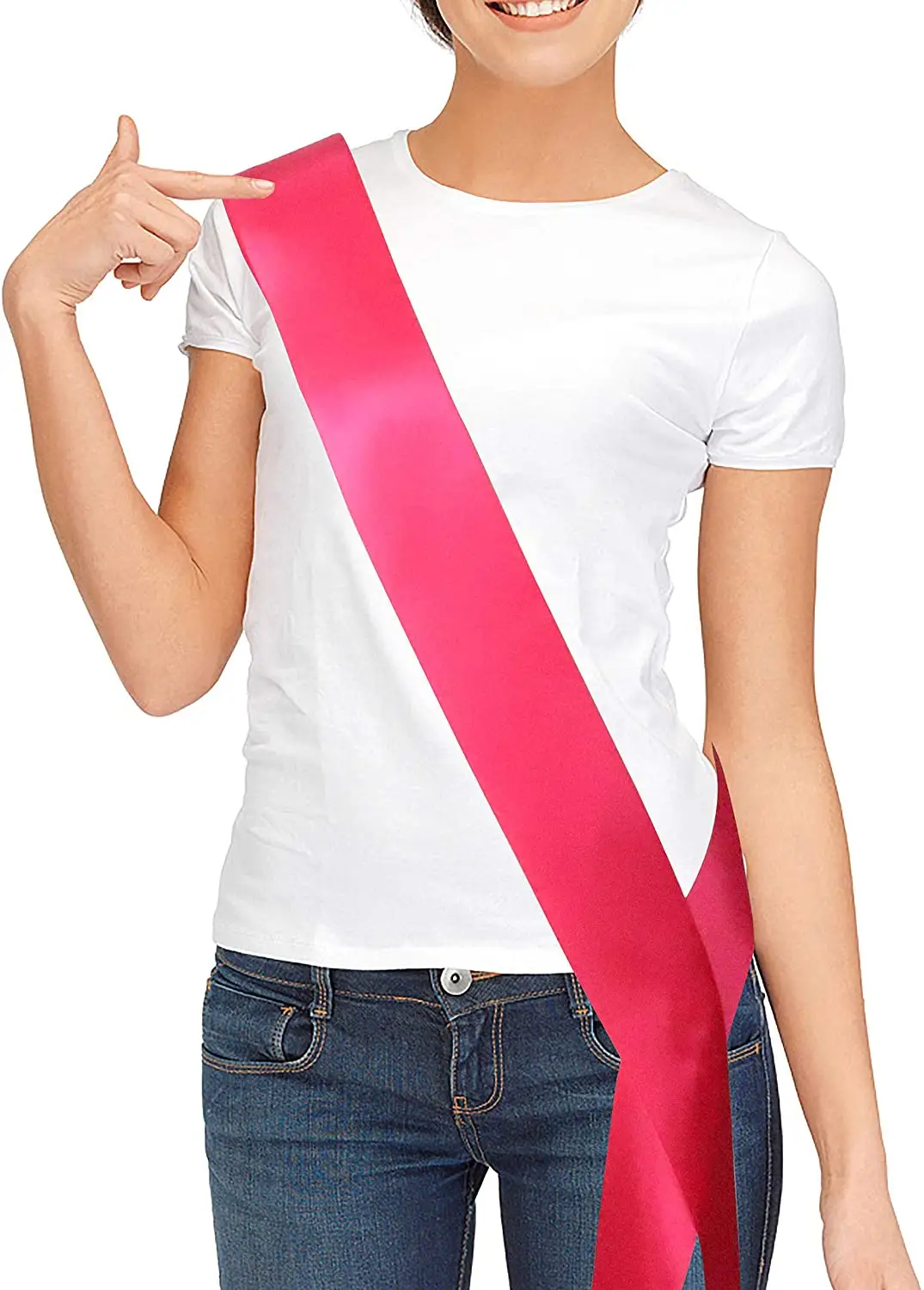 High Quality custom plain blank white satin ribbon birthday sash for party