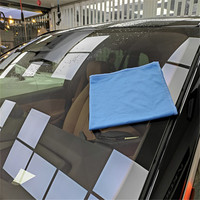 Serviette de nettoyage en microfibre bleue 40*40cm Serviette carrée unie Sans traces Écologique Chiffons de nettoyage ménager pour la cuisine