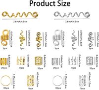 56 perles de bijoux pour cheveux, pour tresses, accessoires pour dreadlocks, or et argent