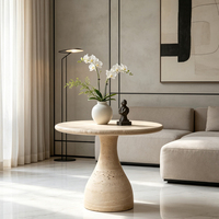 Tables basses en marbre travertin naturel véritable, tables basses modernes de luxe en travertin pour salon
