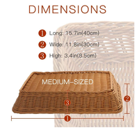 Panier de boulangerie en rotin PP tressé à la main, écologique et imperméable, style tendance, ensemble de plateaux de présentation pour fruits et aliments