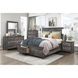 Gray Finish 2 <b>Drawer</b> <b>Storage</b> Nightstand Wooden Furniture Traditional Design Bedside Cabinet - Product Image 5