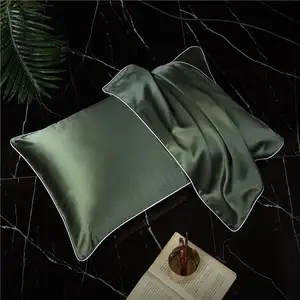 Lüks % 100% dut ipek yastıklar saç ve cilt için, zarf tarzı yastık 19mm zeytin yeşili renk fabrika doğrudan satış