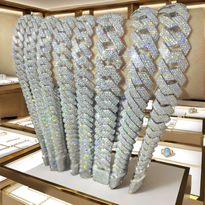 Bracelets et colliers tennis en or plaqué S925 avec moissanite, style hip-hop européen et américain, pour femmes et hommes, tailles de cadeaux de 3 mm à 6,5 mm - Product Image 2