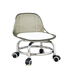 Acrylic Low Stool With Wheels Transparent Backrest Silent Roller Chair For Kids And Adults Shoe Changing Stool - Product Image 5