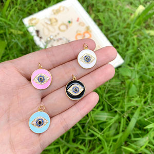 Ciondoli per collana di colore nero rosa rosa nero placcato placcato nero nero e blu Color forma rotonda - Product Image 2