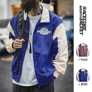 Blouson de travail homme printemps style rétro américain - Nylon patchwork color block brodé durable séchage rapide respirant motard - Product Image 3