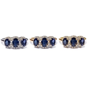 Anillo Elegante de la Serie Shiny Love, Oro Blanco Sólido de 18k, Diamantes Reales, Zafiro Azul, Diseño Ovalado en Racimo, para Mujer, Boda - Product Image 4