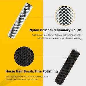 Kit de brosses rotatives pour ski de 300 mm, axe de manche de brosse rotative, kit de brosses à cire pour snowboard avec 2 brosses en nylon et crin de cheval pour le cirage - Product Image 3