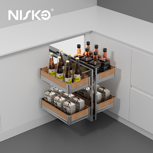 Nisko Aluminum Wood Kitchen Cabinet Plate Drying Cabinet Organizer Pull Out Pot and <strong>Pan</strong> Storage Rack Storage <strong>Drawer</strong> - Product Image 6