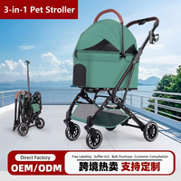 Poussette pliable 3-en-1 pour animaux de compagnie, chariot de transport pour petits chiens et chats, poussette de voyage