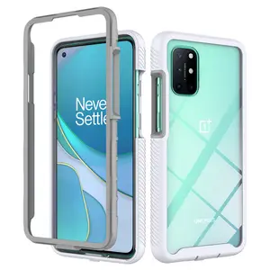 2 ב 1 פגוש שריון טלפון מקרה עבור Oneplus N10 Nord N100 7T 7 9 8T 8 פרו 5G עמיד הלם מחוספס ברור חזרה מעטפת הגנת כיסוי